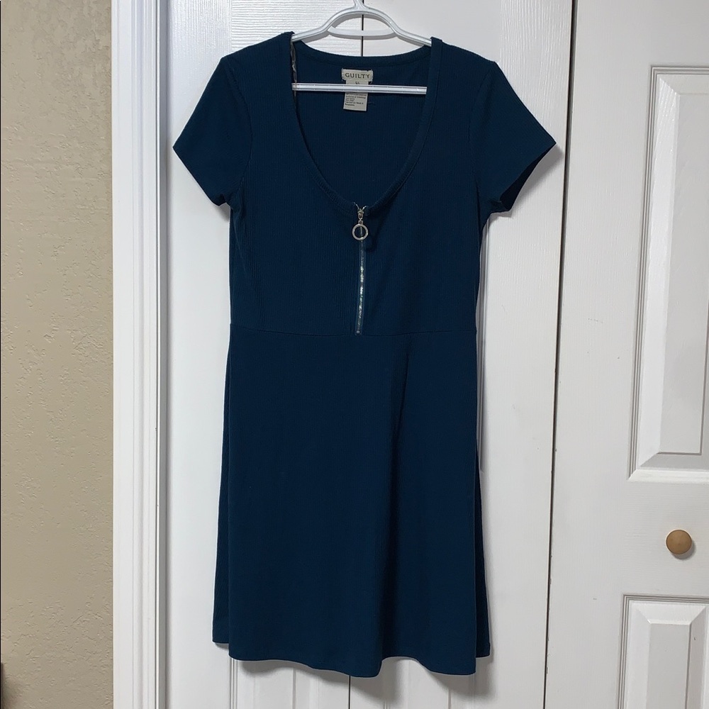 Guilty Teal Zip-Front Dress